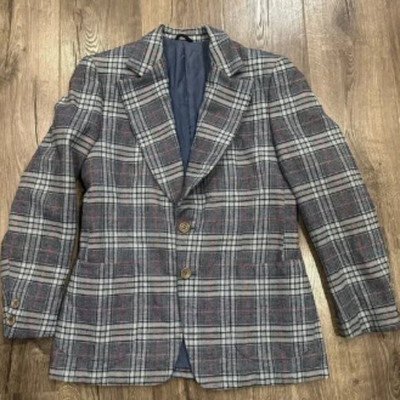 VINTAGE Mike Treloar Melbourne London 1960s Plaid Boho Tailored Jacket Men’s 40R - Picture 1 of 11
